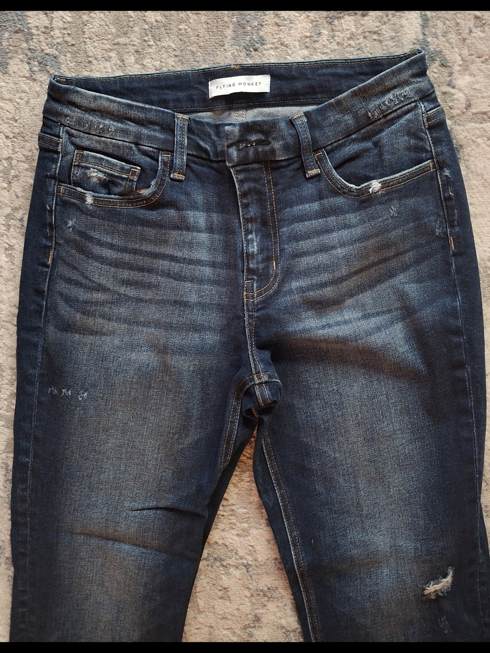 Flying Monkey Size 30 Raw Hem Cropped Ankle Dark Wash Distressed Skinny Jeans